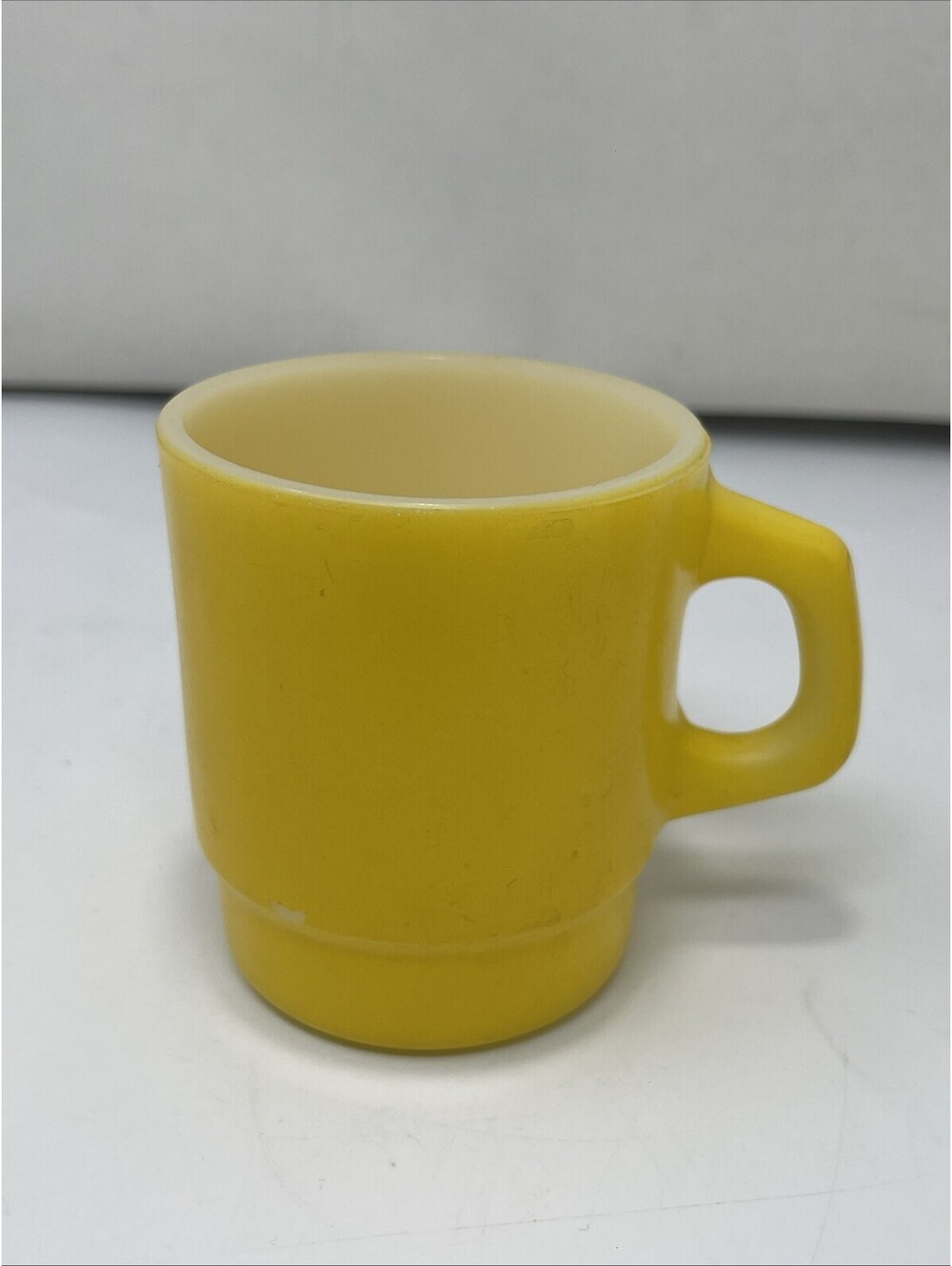 Vintage Fire King Yellow Stacking Mug Anchor Hocking Milk Glass Coffee Cup USA